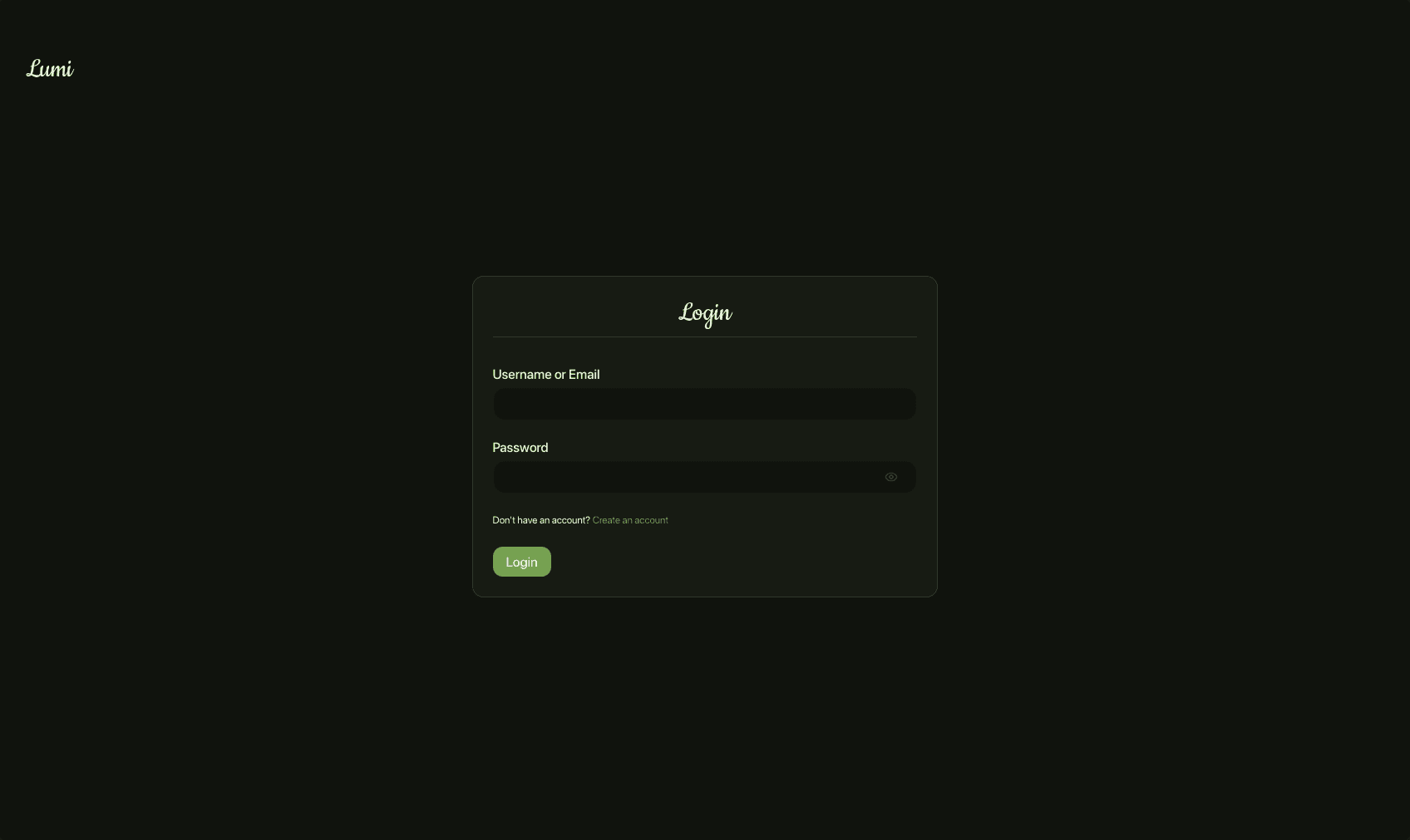Lumi Login Page