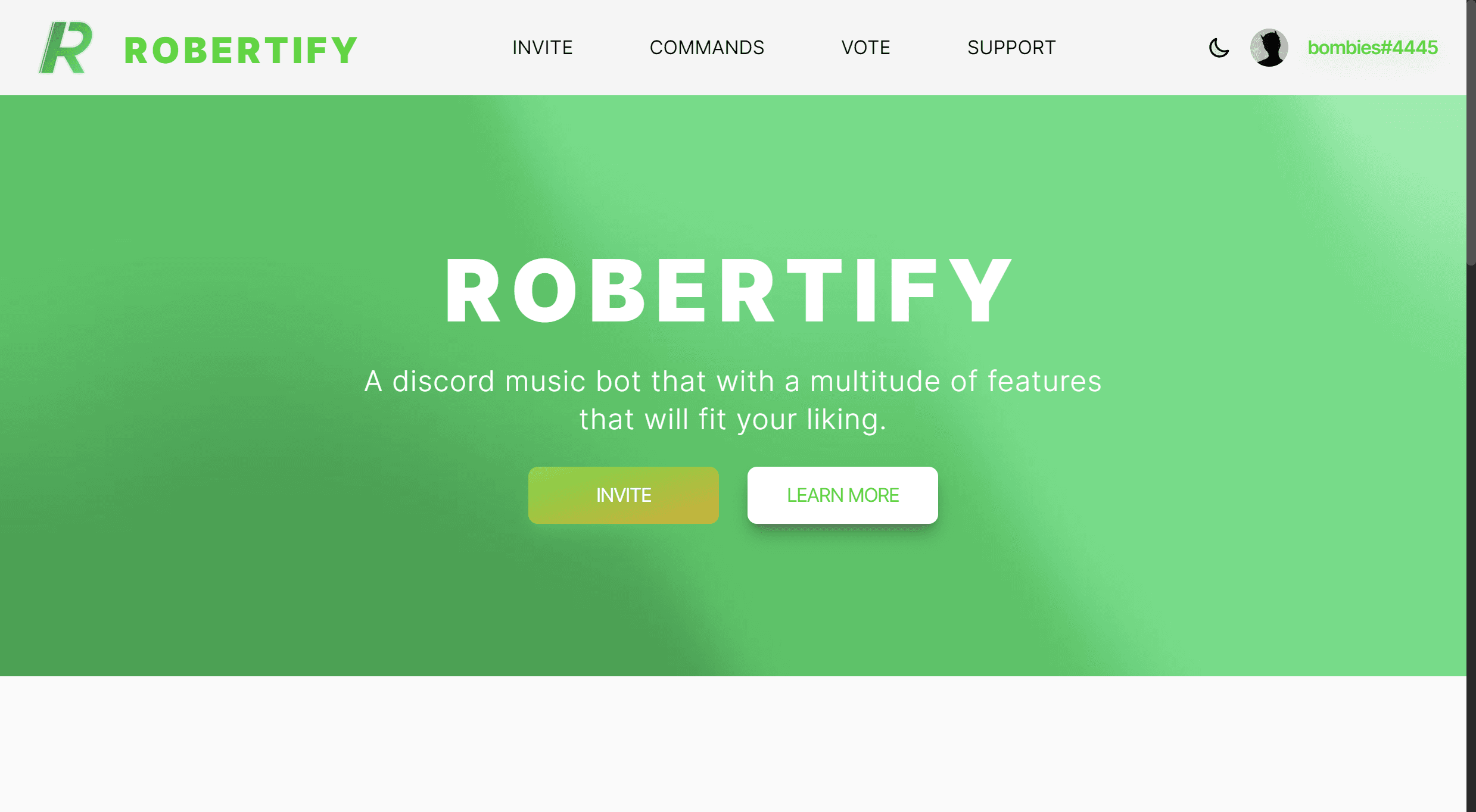 Robertify Home Page - Light Mode