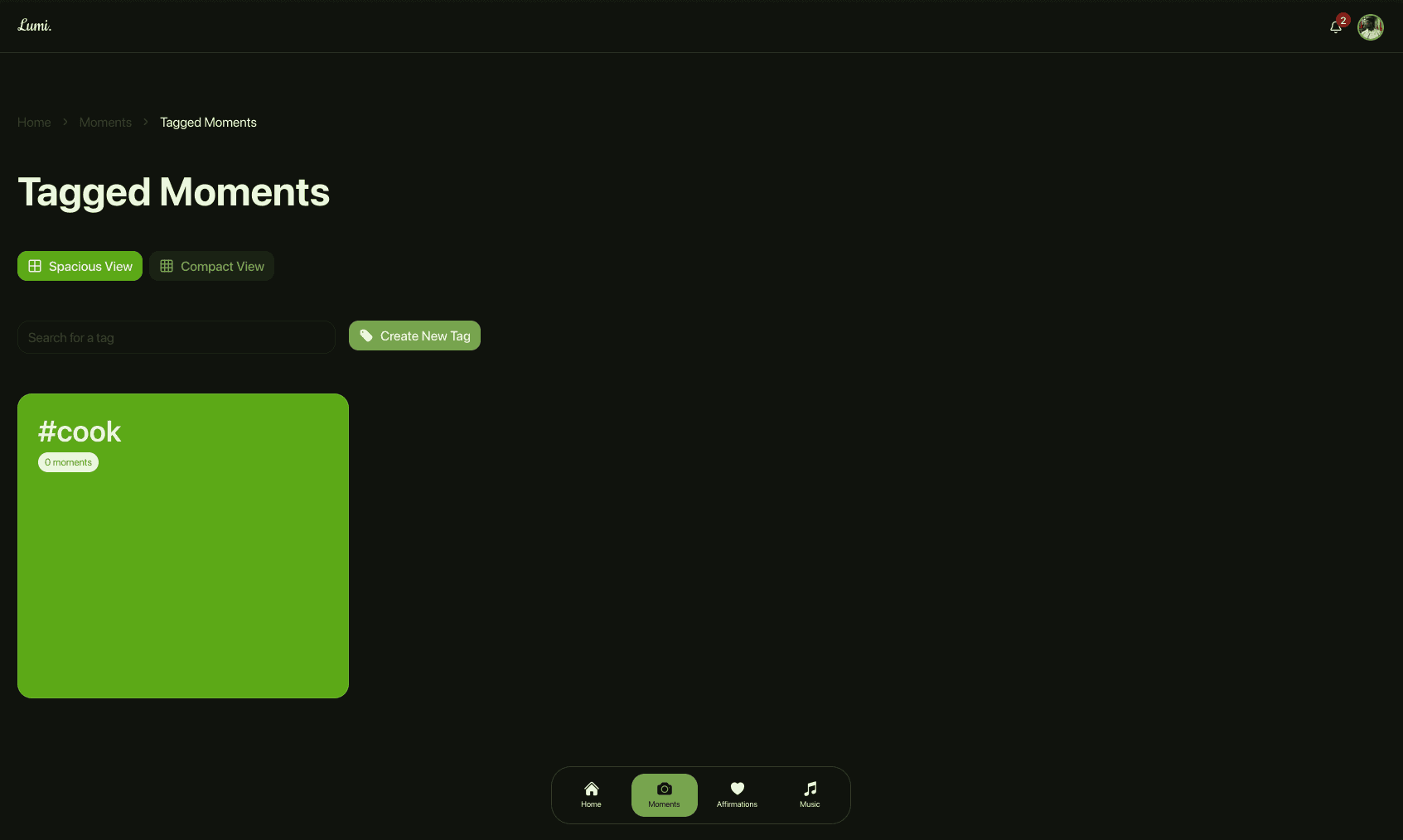 Lumi Tagged Moments Page